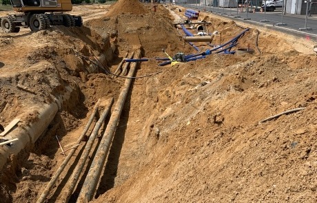 Baugrube beim Bau des Hochregallager Kronospan